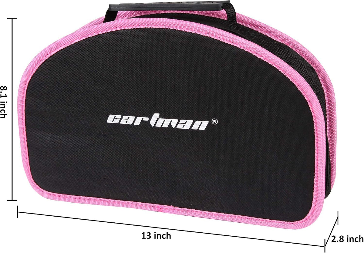 52-Piece Pink Hand Tool Set, Home Repair Kit With Round Carry Pouch