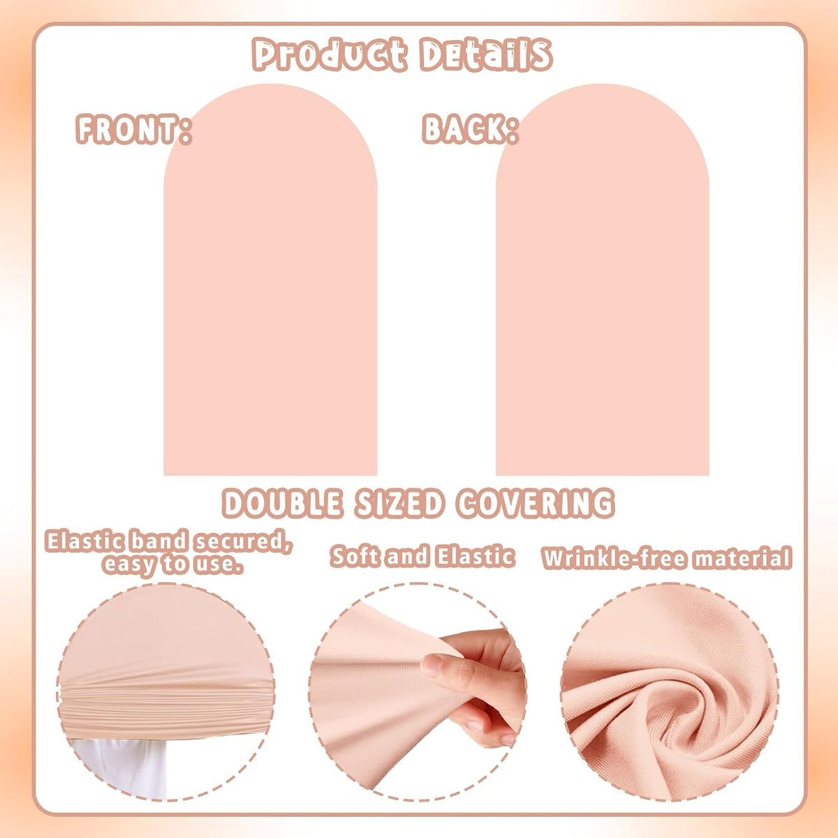Peach Pink Arch Backdrop Covers Set of 2(7.2Ft, 6Ft), Spandex Fitted Chiara Arch Stand Covers Backdrops for Wedding Baby Shower Birthday Graduation Photo Booth Props(Only Cover)
