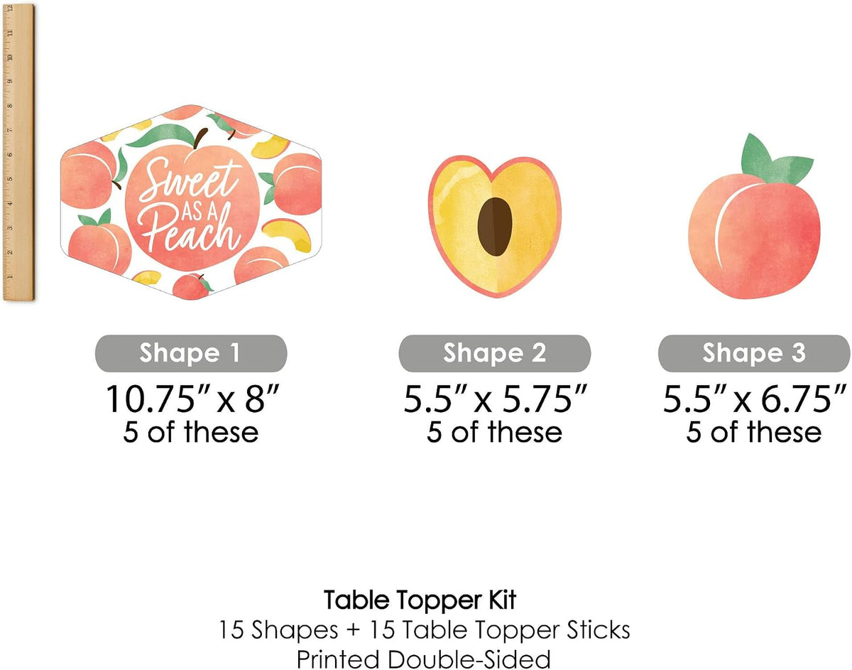 Sweet as a Peach - Fruit Party Centerpiece Sticks - Table Toppers - 15pc