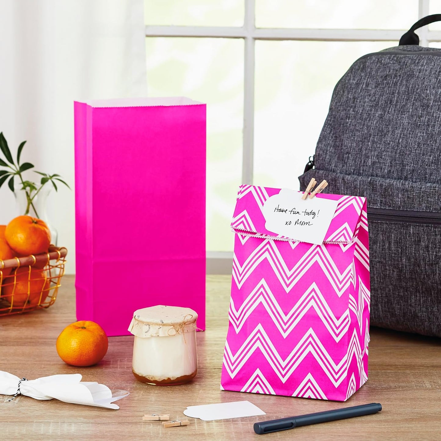 Pink Party Favor and Wrapped Treat Bags, Assorted Designs (30 Ct., 10 Each of Chevron, White Dots, Solid) for Valentines Day, Baby Showers, Bridal Showers, Birthdays, Care Packages, May Day