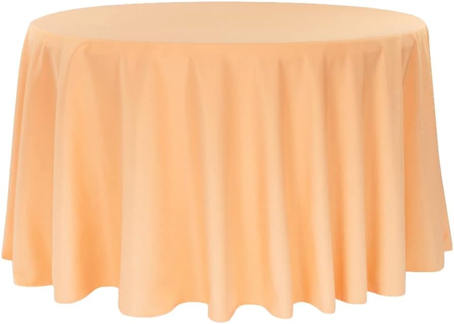 1 Pc, Polyester 120" Round Tablecloth - Peach for Weddings, Trade Shows, Showrooms, Events