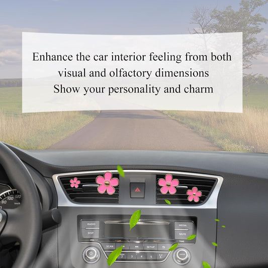 ORIESSE Pink Car Accessories,Flower Car Air Freshener Vent Clips