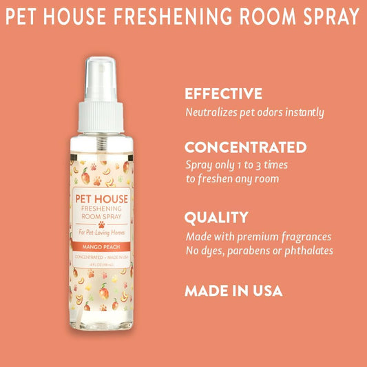 Mango Peach Concentrated Room Spray for Pet Odor, Pack of 1