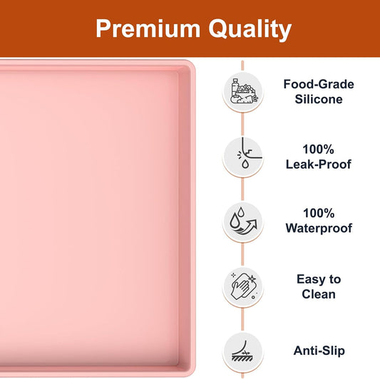 19" x 12" Extra Thick Silicone Mat Waterproof with Raised Edge, Pink