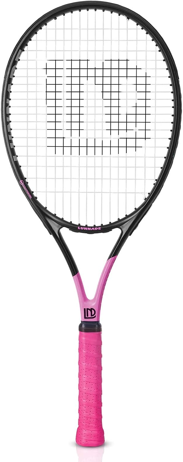 Adults Tennis Racket 27 Inch, Shockproof Carbon Fiber Tennis Racquet Light-Weight, Pre-Strung and Regrip, Suitable for Beginners to Intermediate Players