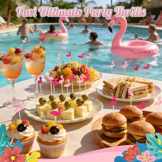 100PCS Pink Flamingo Cocktail Picks, Decorative Toothpicks for Appetizers
