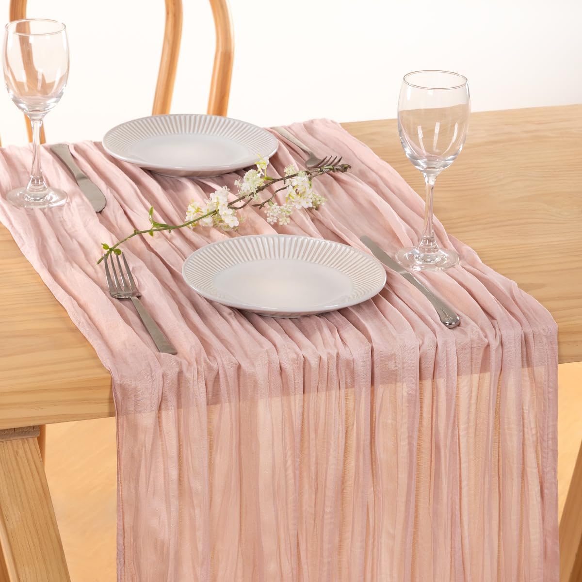12 Pack Pink Table Runner 10ft Rustic Gauze Cheesecloth Table Decor