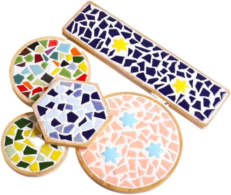 1.1LB Irregular Ceramics Mosaic Tiles, Mosaic Pieces Stones for DIY Mosaic Making Craft Hobby Arts Home Wall Decoration (Pink)