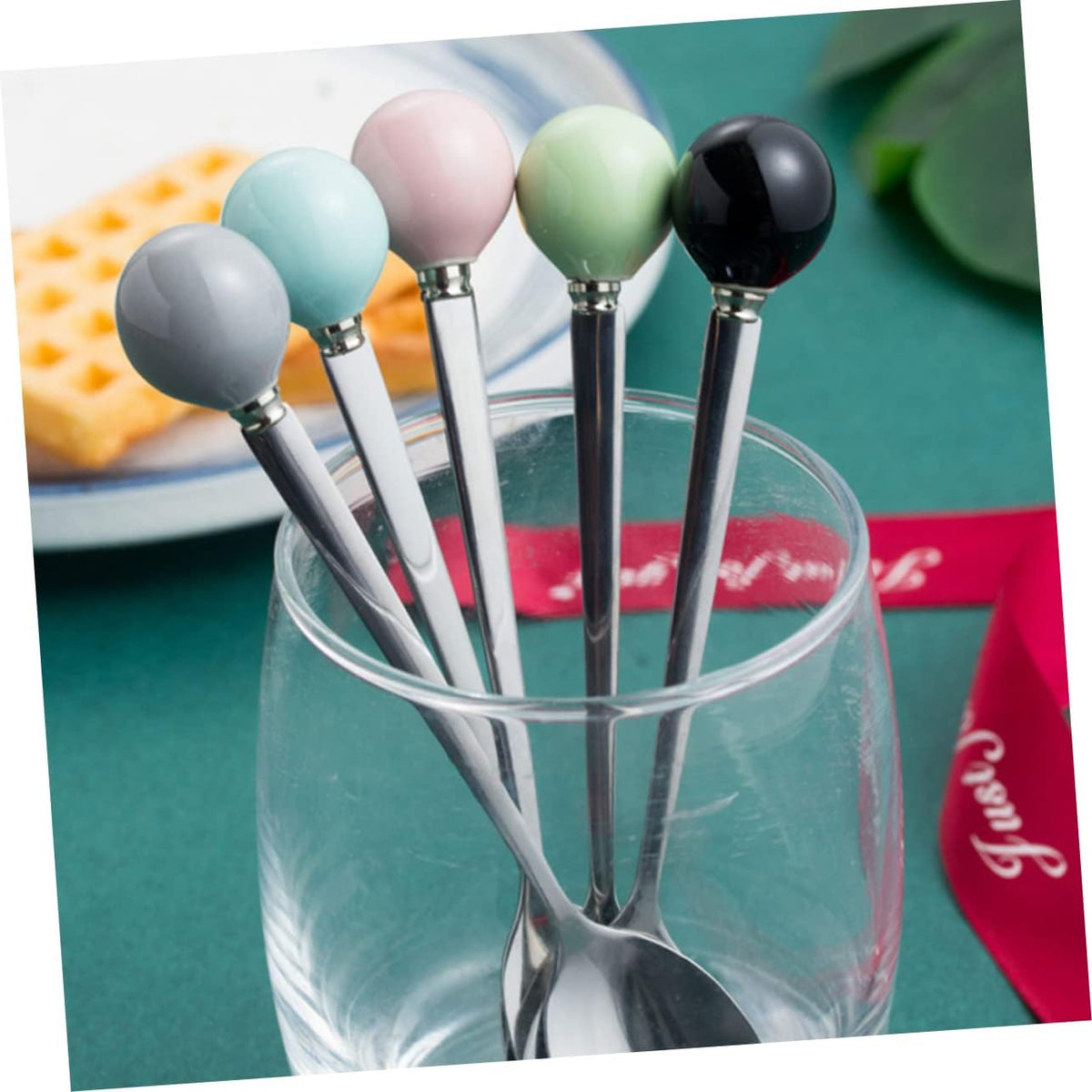 6 Piece Mini Dessert Fork Set with Ceramic Handle and Stainless Steel