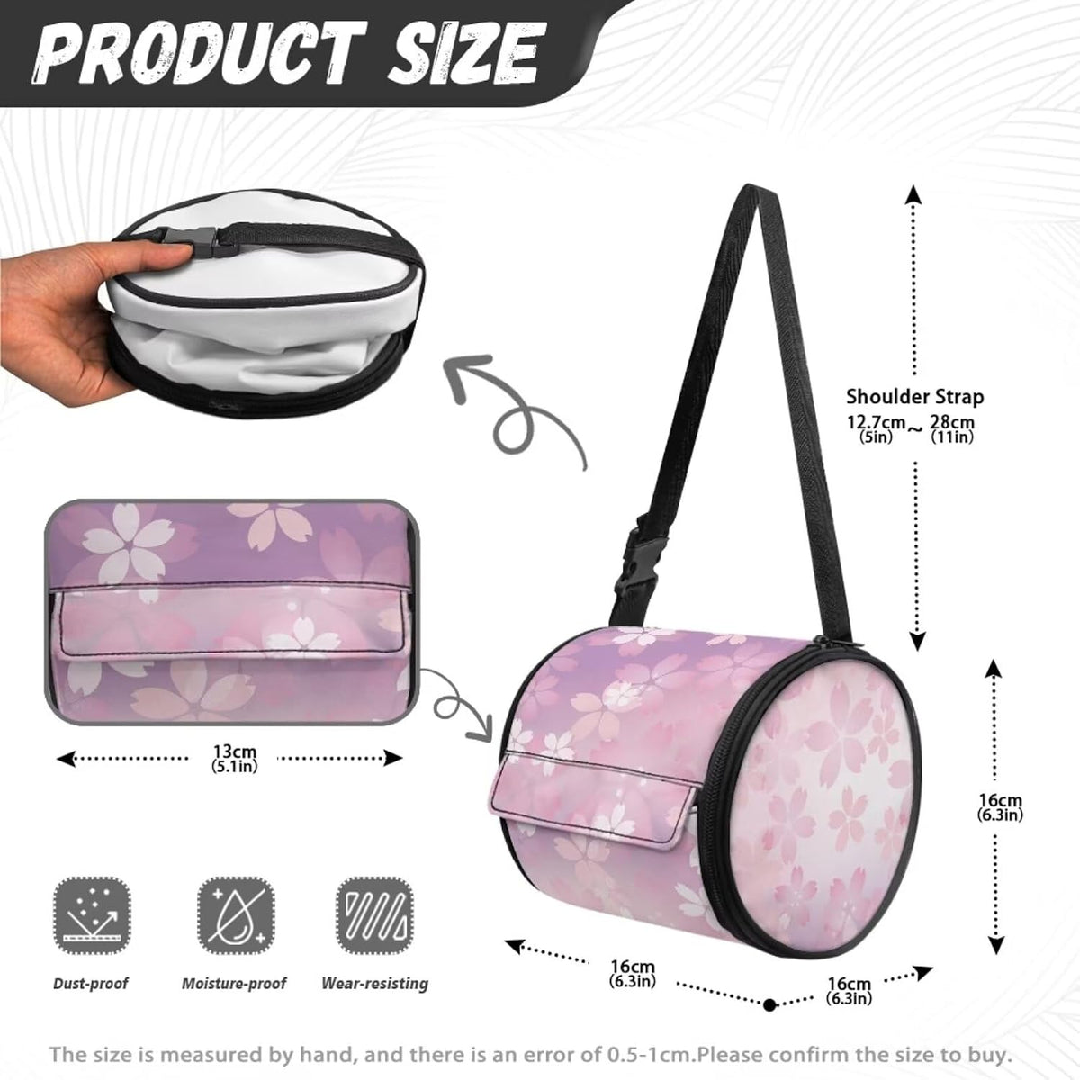 Pink Bathroom Hanging Toilet Paper Tissue Holder Wall Mounted Tissue Towel Roll Holder with Adjustable Strap Easy Installation,Cherry Blossom