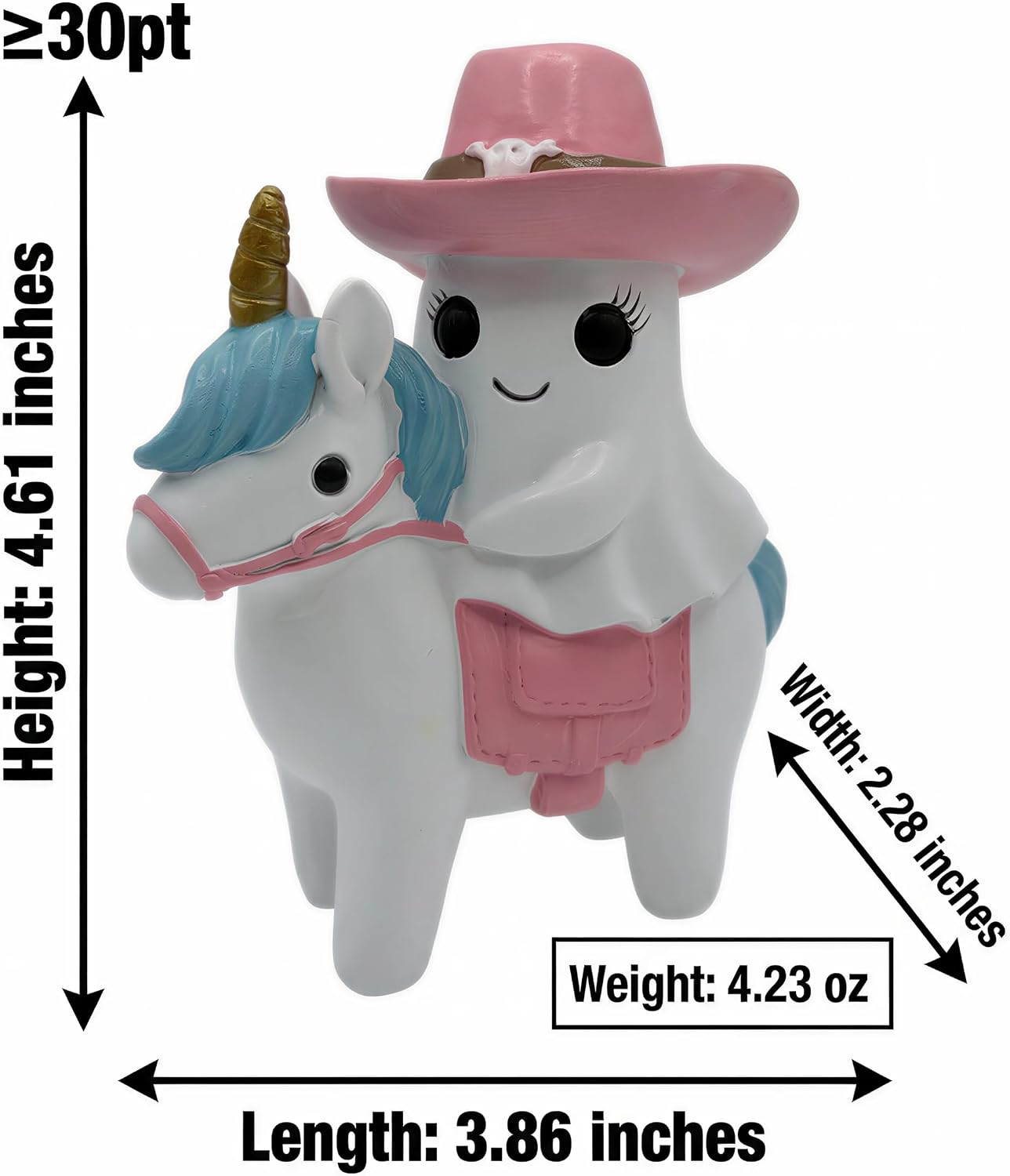 Halloween Ghost Unicorn Figurine, Resin Ghost Riding Unicorn Statue with Pink Hat, Cute Spooky Tabletop Decor for Shelf, Mantel, Tiered Tray, Desk, Home Decorations Pastel Gift (Pink Ghost Rider)