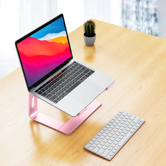 LS03 Aluminum Laptop Stand, Ergonomic Detachable Computer Stand, Notebook Riser, Laptop Mount Compatible with Air, Pro, Dell, HP, Lenovo More 10-15.6" Laptops, Pink