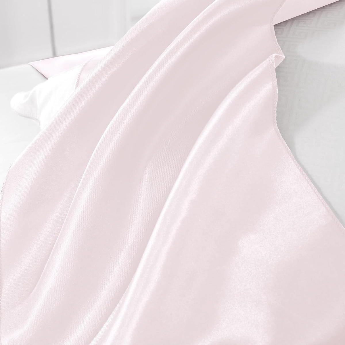 2 Pack Light Pink Silky Satin Table Runner 12" x 108"