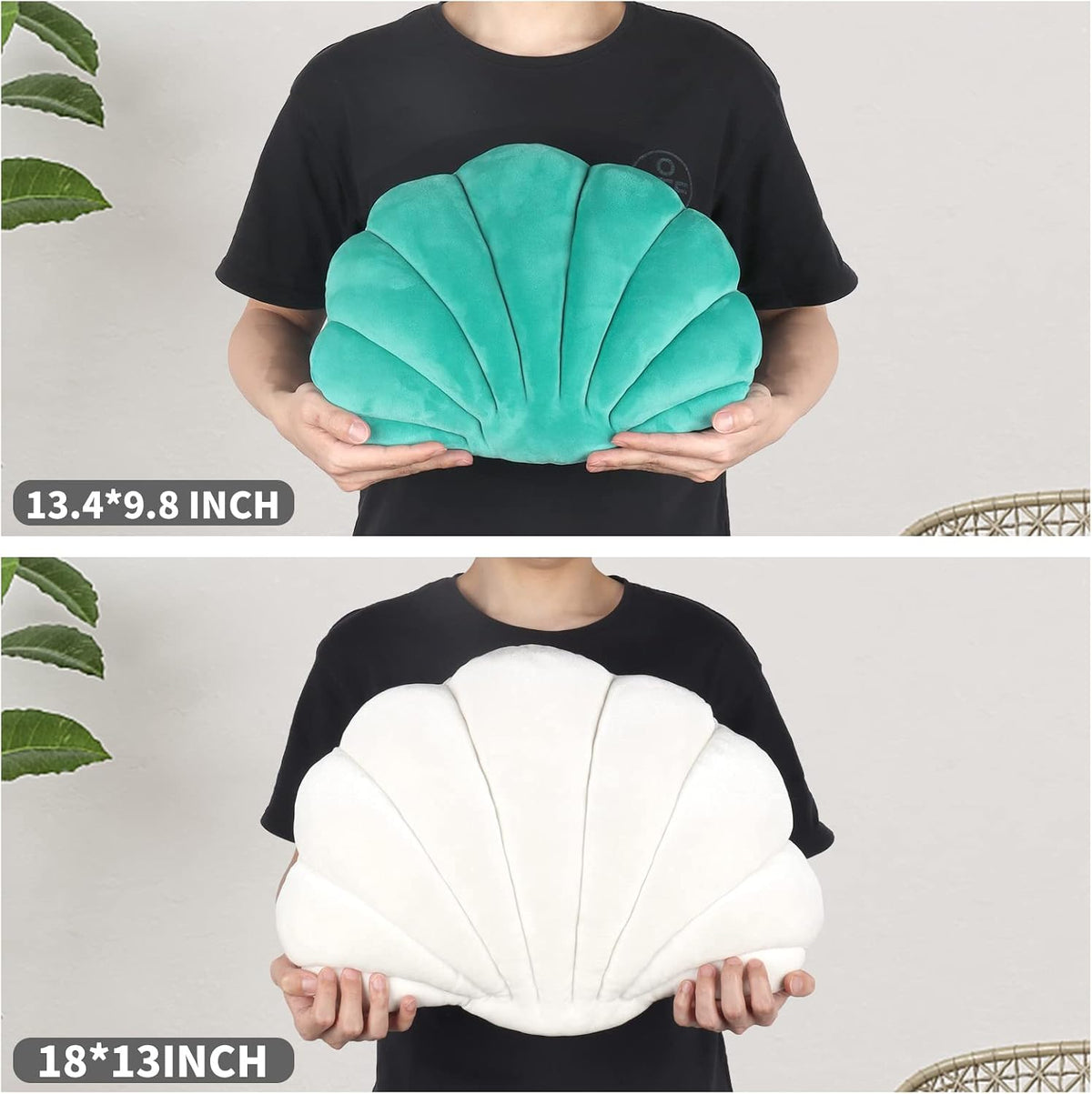 Seashell Pillow Sea Shaped Decorative Princess Throw Pillow 3D Velvet Soft Ocean Cute Throw Pillows for Bed Couch Chair Sofa Room 13.4 X 9.8 inch