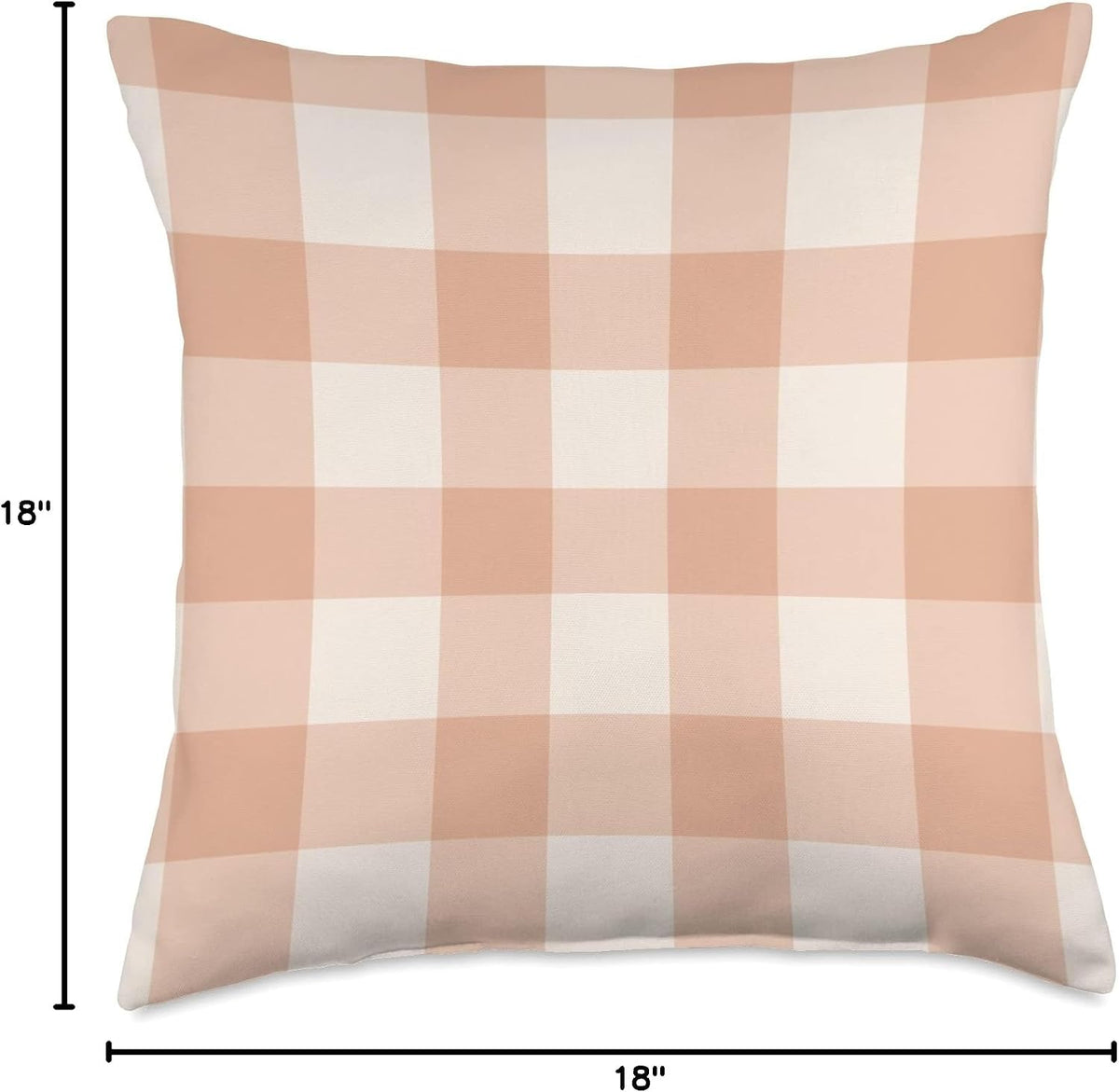 Peach Gingham Peach Checks On White Background Throw Pillow