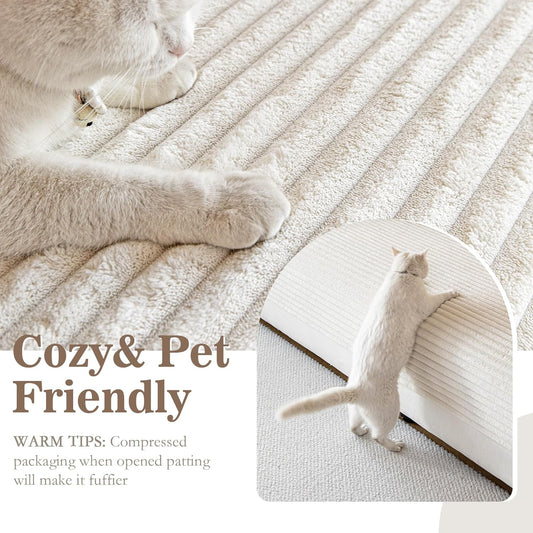 MYSKY HOME 100% Waterproof Couch Cover for Dogs Washable, Non Slip Couch Covers for 2 Cushion Sofa Pet Friendly, Thick Soft Sofa Covers Slipcovers Blanket Dog Bed Cover, Cream, 35"x70.9"