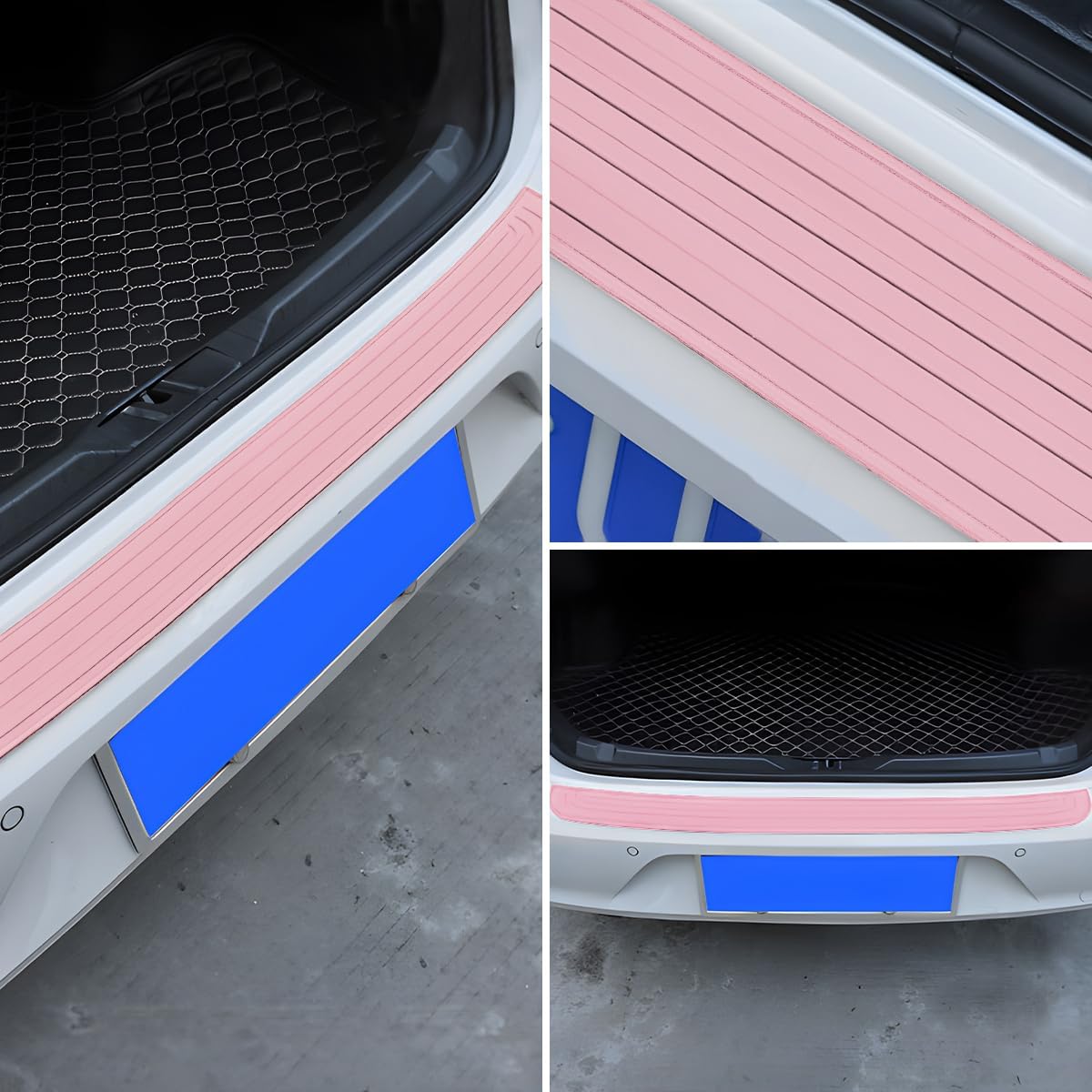 Non-Slip Rubber Car Rear Bumper Guard Strip, Pink/40.9"x3.5"