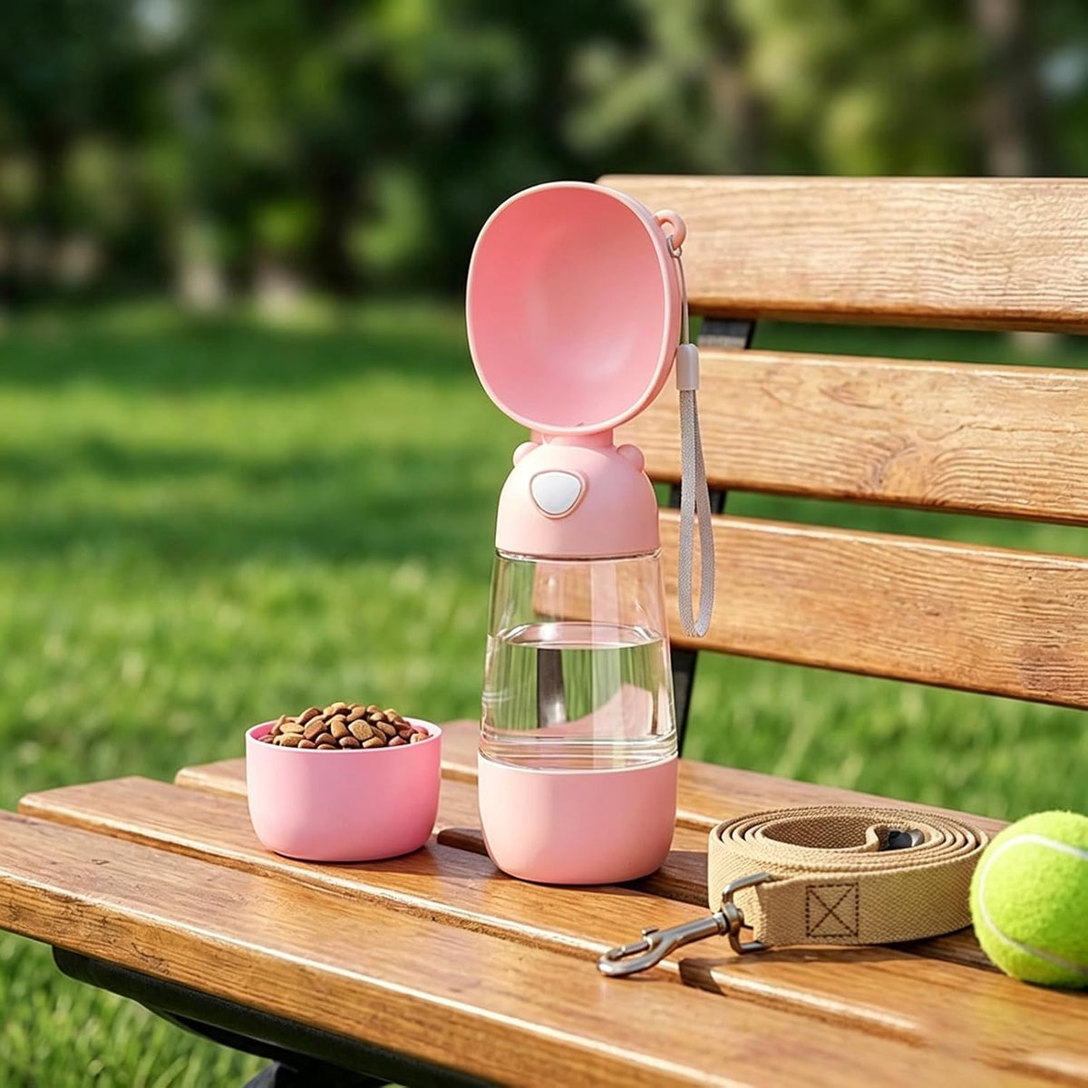 Portable Dog Water Bottle with Food Container and Filter for Outdoor