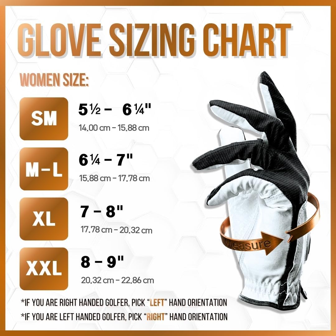 Copper Tech Plus Ladies Golf Gloves Women (2nd Gen) | Copper Compression Joint Support with Flexible & Comfortable Fit | Tacky Silicone Pad