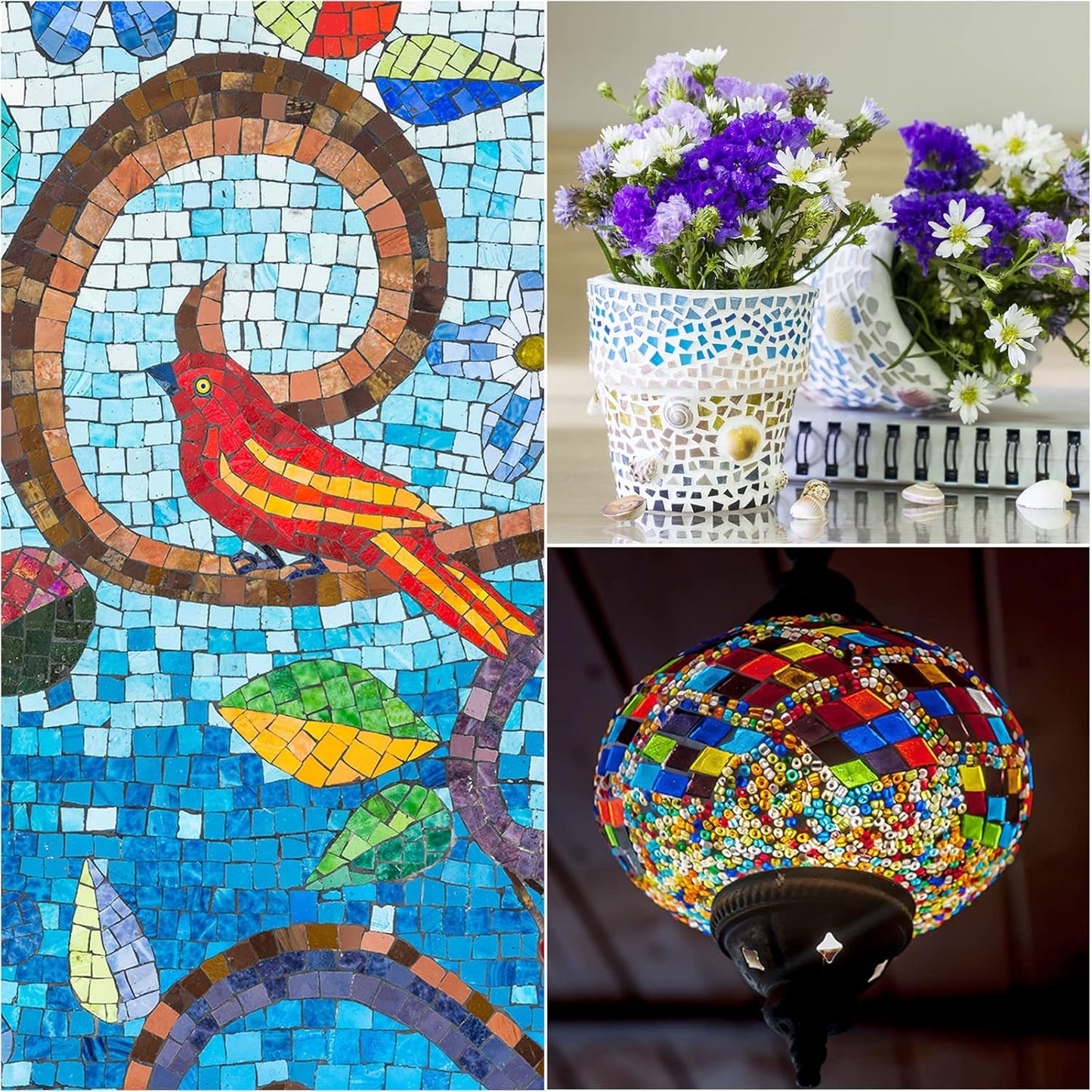 Mosaic Tiles, Micro Glass Tiny Mini Mosaic Tile DIY Hobbies Handmade Crystal Free Stone Craft Material Creativity (Pink Pack of 110)