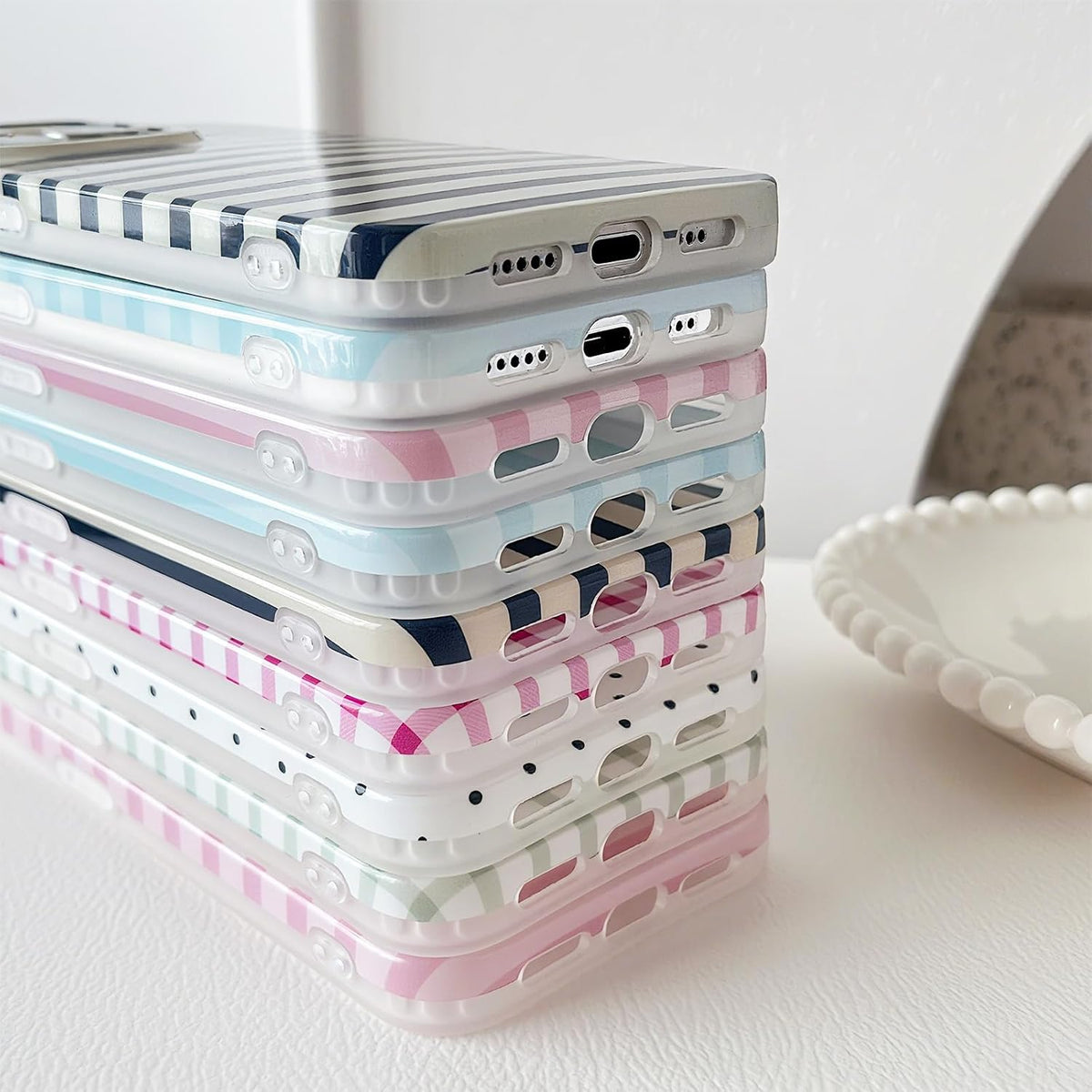 Cute Vertical Striped Case for iPhone 15 Pro Max,Pink