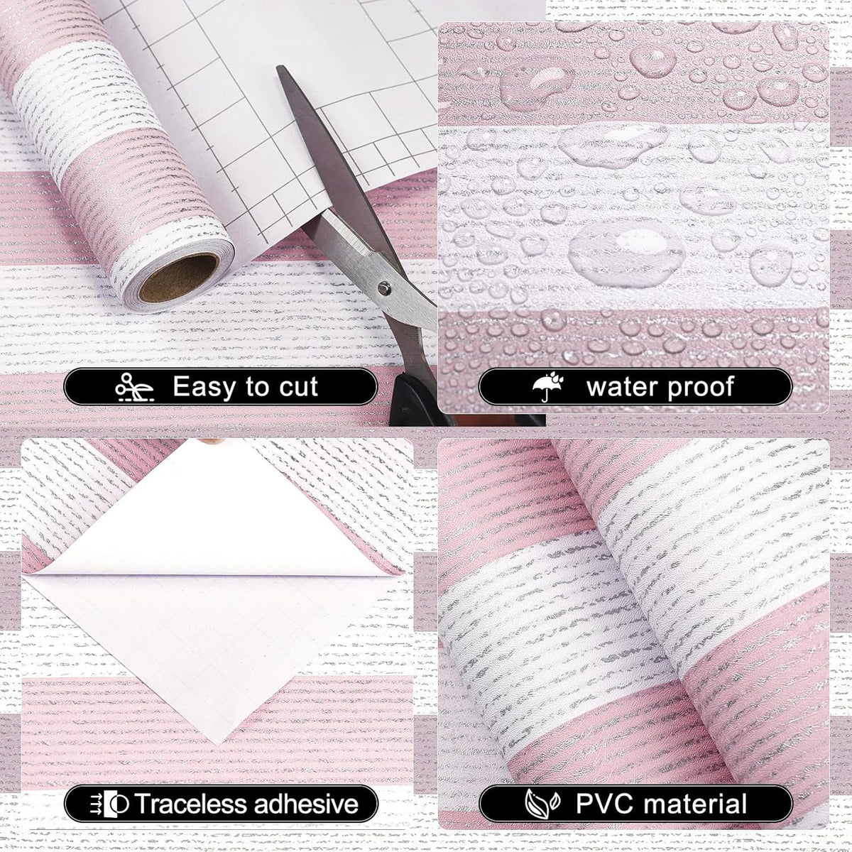 Pink Stripe Peel and Stick Wallpaper 15.7" x 1180"