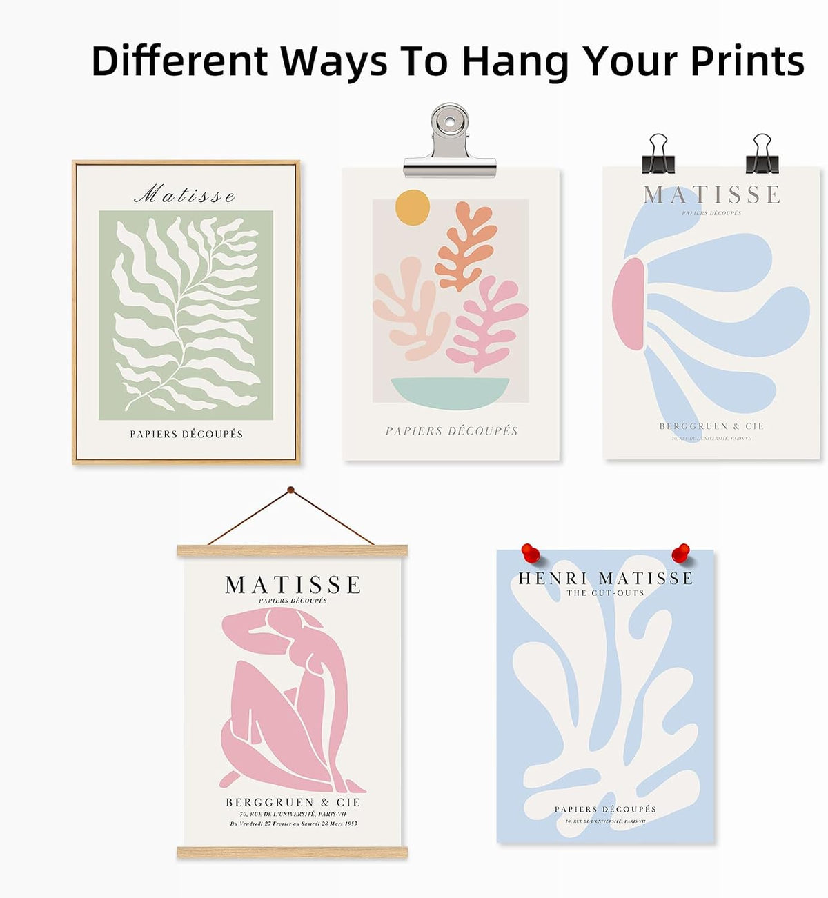 Henri Matisse Wall Art Prints Pink Blue Canvas Wall Decor Aesthetic Pictures Wall Art Danish Pastel Painting Henri Matisse Poster Trendy Artwork for Bedroom 8x10 Inch Unframed Set of 6