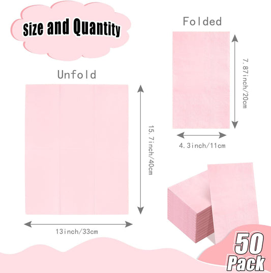 HEIPINIUYE 50 Pieces Light Pink Napkin Disposable Guest Napkins Beverage Napkins Paper Hand Towels for Bathroom Wedding Birthday Baby Shower Dinner Napkin