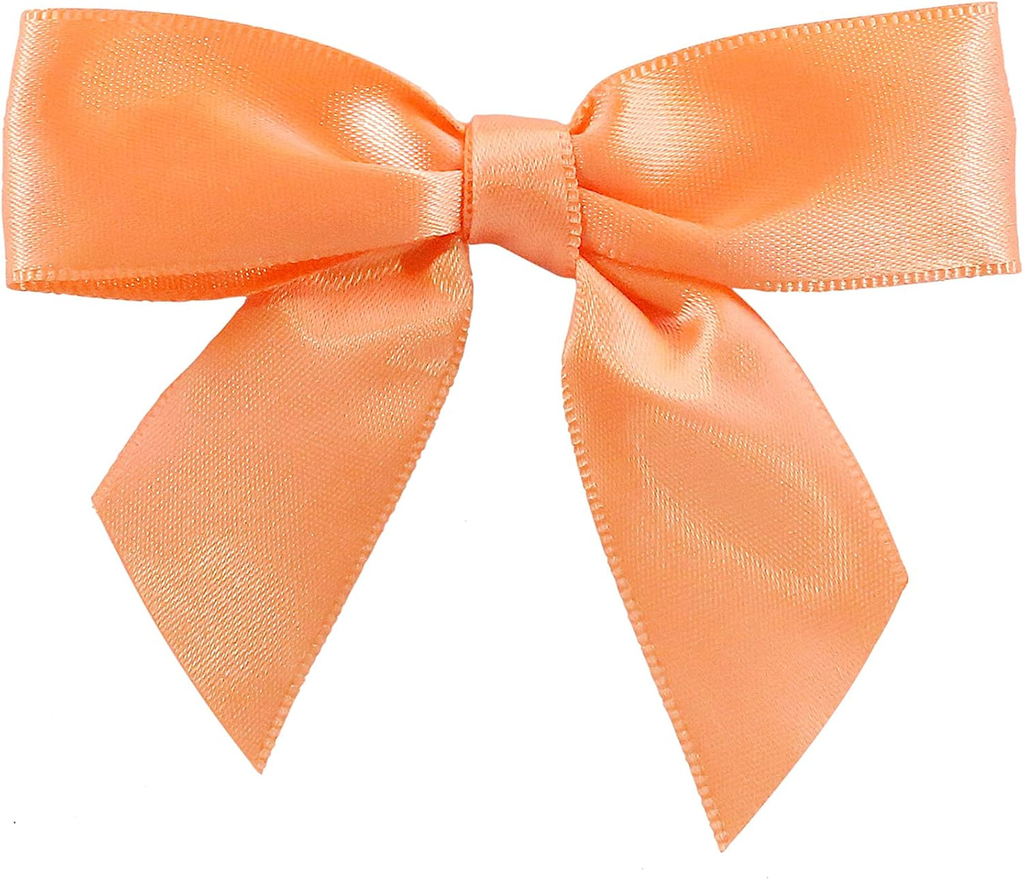 5171-06203-2X1 Satin Twist Tie Bows - Small Bows, 5/8 Inch X 100 Pieces, Peach