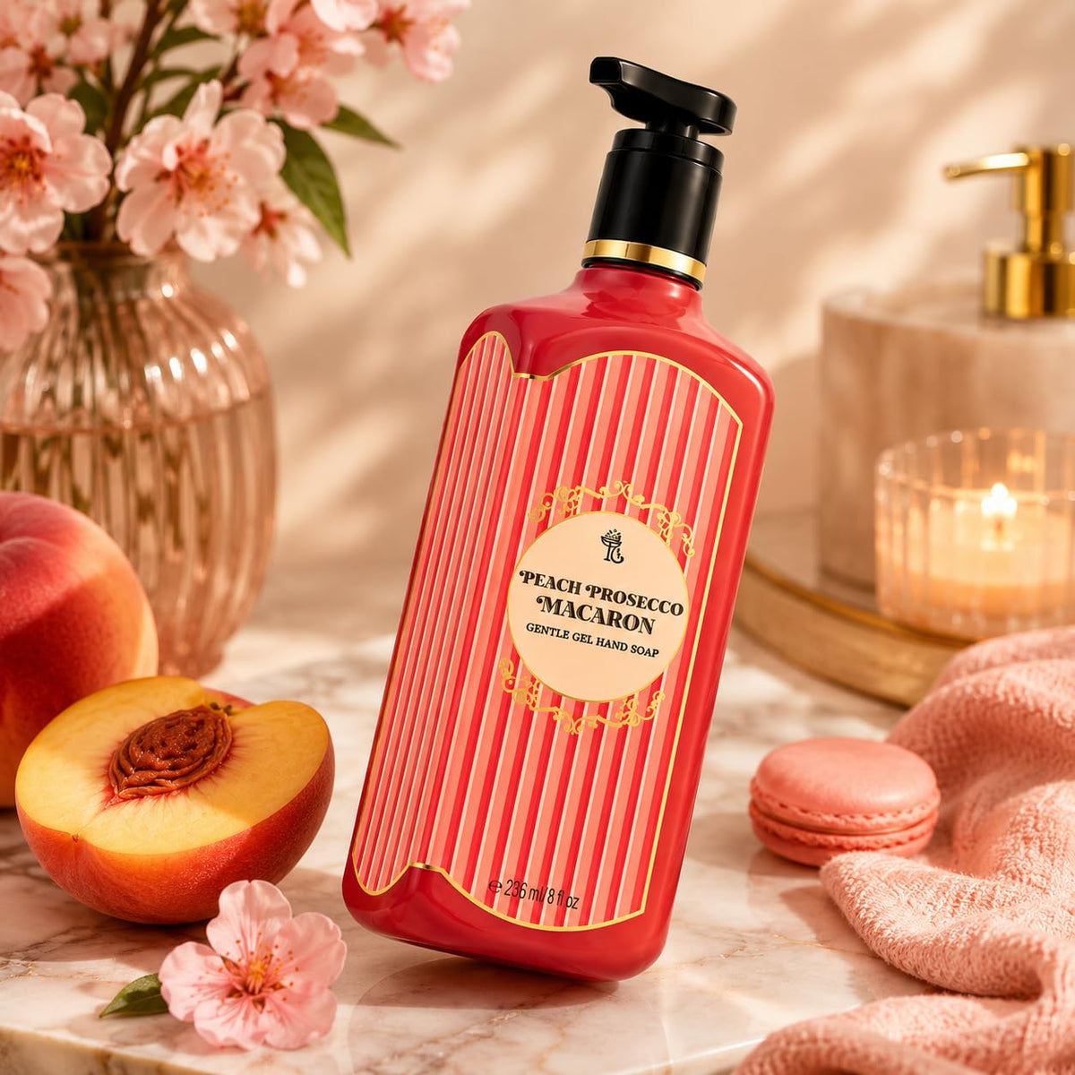Peach Prosecco Macaron Gentle Gel Hand Soap | 8 Fl Oz | Scented with Natural Essential Oils