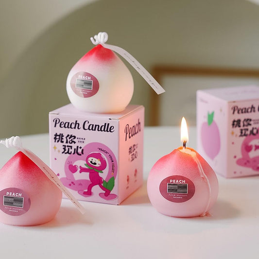 Peach Shaped Candles Scented Decorative Cute Soy Candle Handmade Fruit Candles for Home Decoration Valentine Candles (Pink)