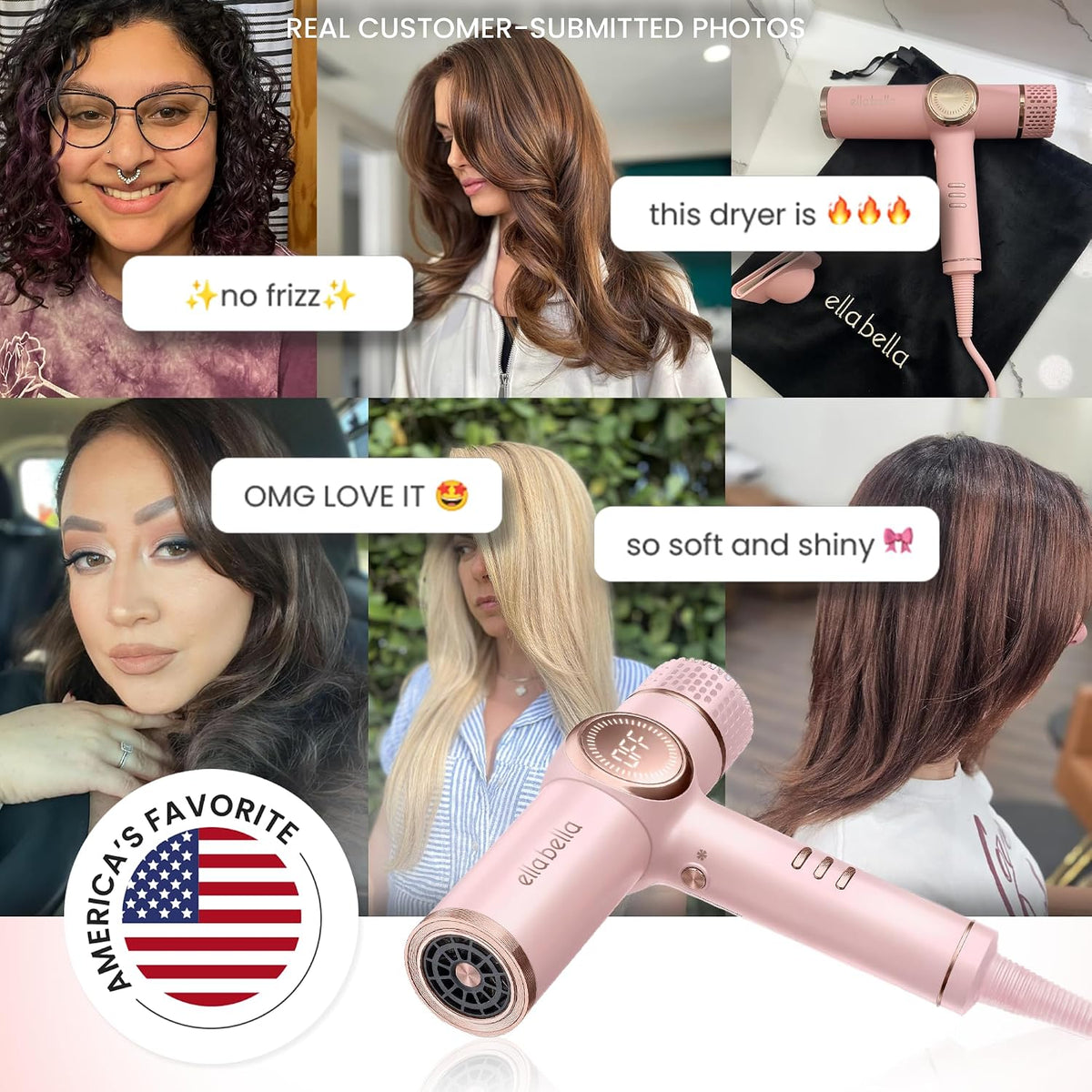 ® Ionic Hair Dryer with Diffuser - Negative Ion Blow Dryer, Quiet