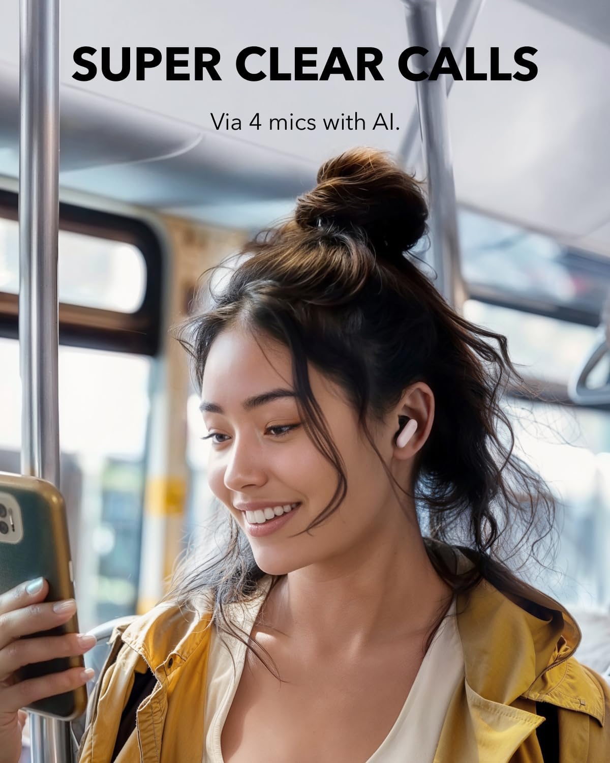 Soundcore P30i by Anker Noise Cancelling Earbuds, Strong and Smart Noise Cancelling, Powerful Bass, 45H Playtime, 2-in-1 Case and Phone Stand, IP54, Wireless Earbuds, Bluetooth 5.4 (Pink) (Renewed)