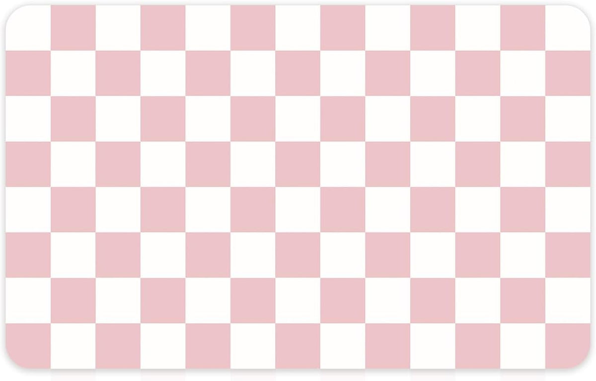 Checkered Dish Mat for Kitchen Coffee Station, 16" x 24" Pink
