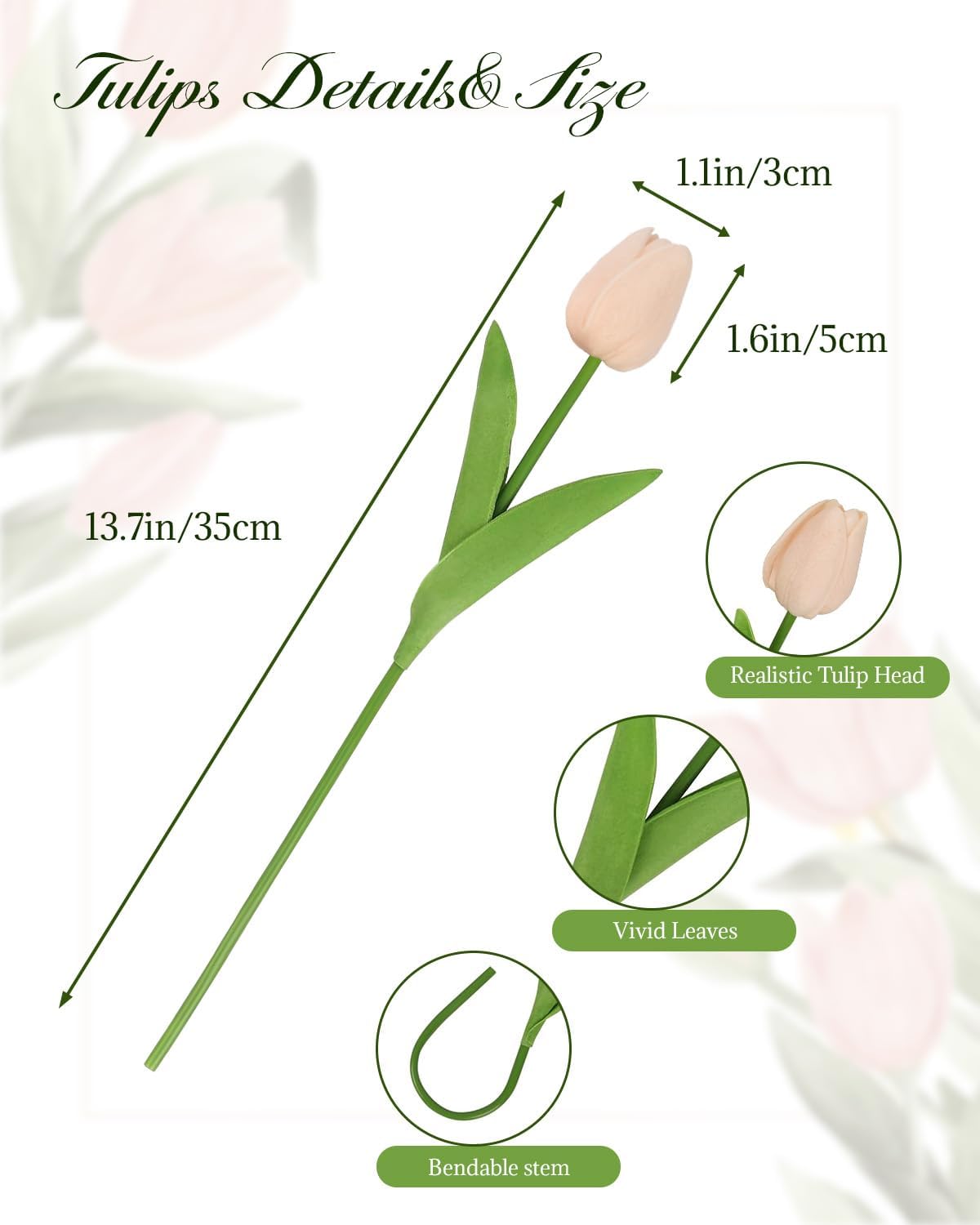 30PCS Artificial Tulip Flowers, Real Touch Soft Tulips for Home Decorations