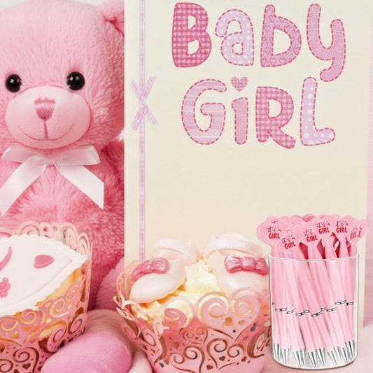 48 Pcs Pink Baby Shower Pens Bulk Ballpoint Pens It's a Girl Favors Supplies for Guests Baby Shower Birth Announcement Gifts