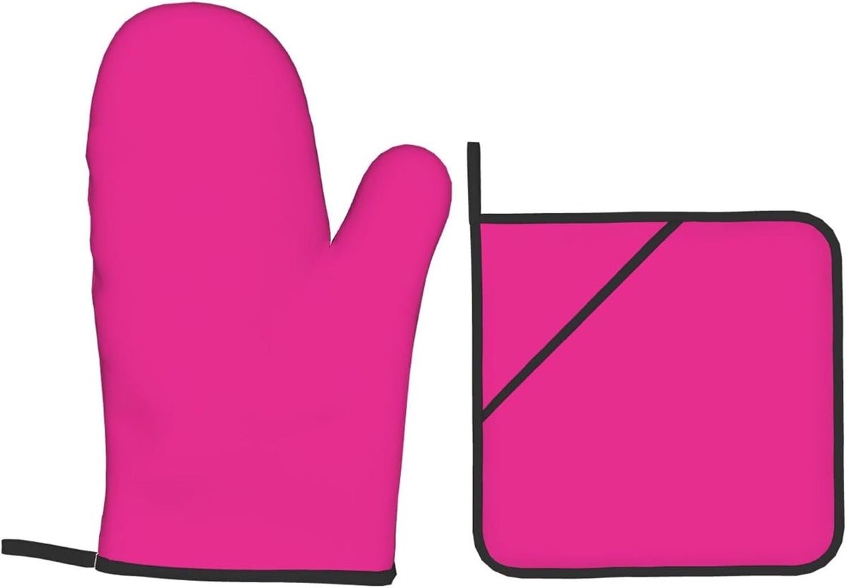 4PCS Oven Mitts and Pot Holders Sets, Solid Color Modern Elegant Pink Oven Mitts Set Heat Resistant Kitchen Microwave Gloves Safe for Baking,Cooking, BBQ