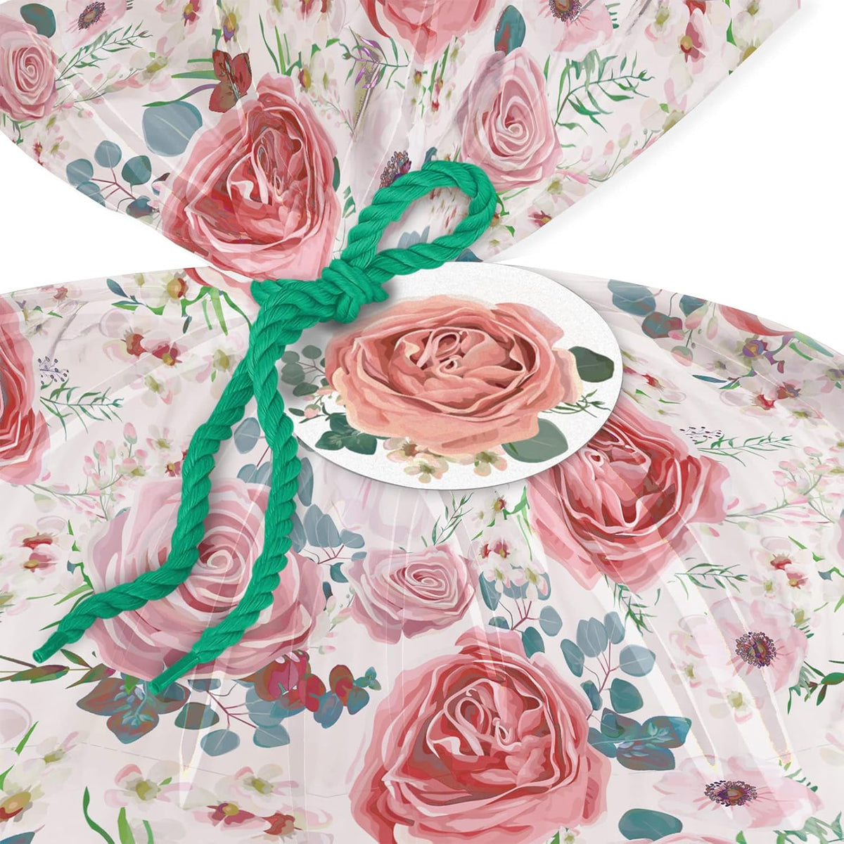 56" Large Plastic Gift Bag - Pink Floral Jumbo Bike Bag Gift Wrap for Birthdays, Mother's Day, Wedding, Baby Shower, Parties, or Any Occasion - 56" H x 36" W