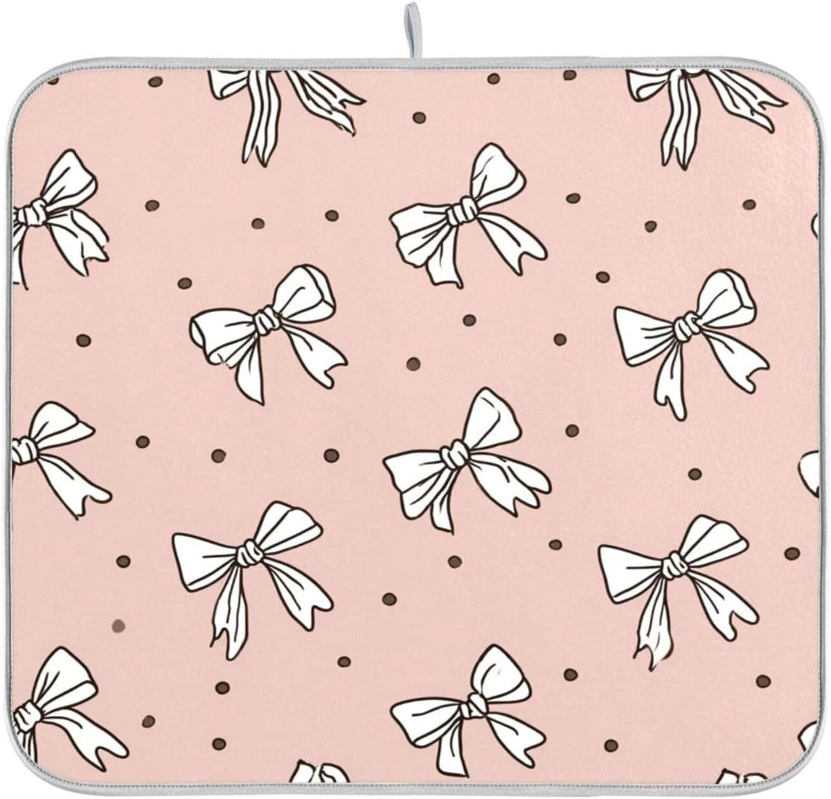 Cute Bow Light Pink Cute Dish Drying Mat Absorbent Dishes Drainer Rack Mats Microfiber Reversible Dish Drying Pad Fast Dry Kitchen Accessories 16x18in For Kitchen Counter