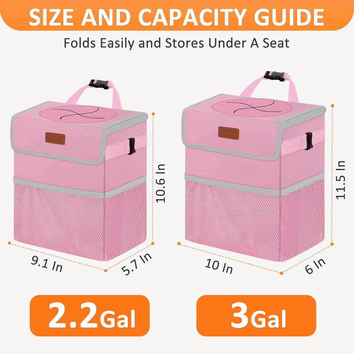 Car Trash Can with Lid Leak Proof Car Accessories for Women