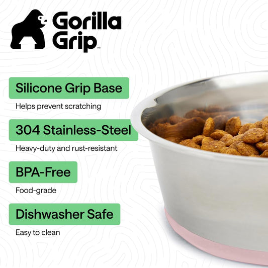 Dog Bowls, Food Grade Stainless Steel, Set of 2, 4 Cup, Pink