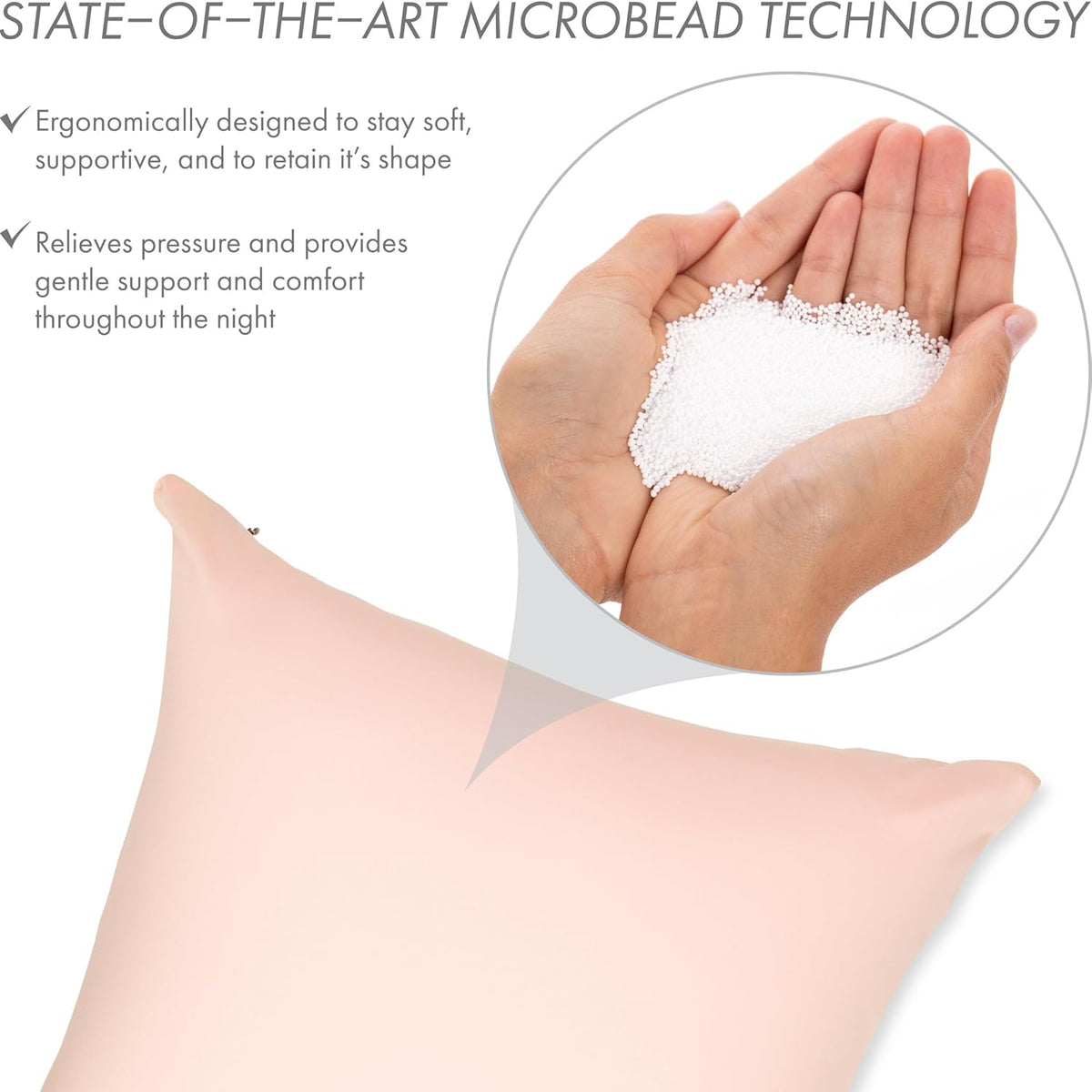 20" x 20" Throw Pillow - Cream Peach: 1 PCS Luxurious Premium Microbead Pillow with 85/15 Nylon/Spandex Fabric. Forever Fluffy, Outstanding Beauty & Support. Silky, Soft & Beyond Comfortable