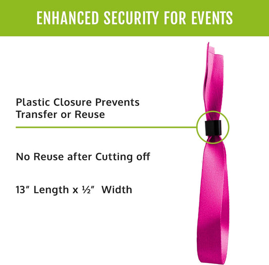 100 Cloth Event Wristbands - Pink Fabric Bracelets Wrist Bands for Concerts Festival Admission Party 13 ½” x ½”