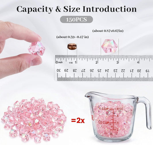 150 PCS Pink Fake Ice Rocks, Vase Fillers for Home