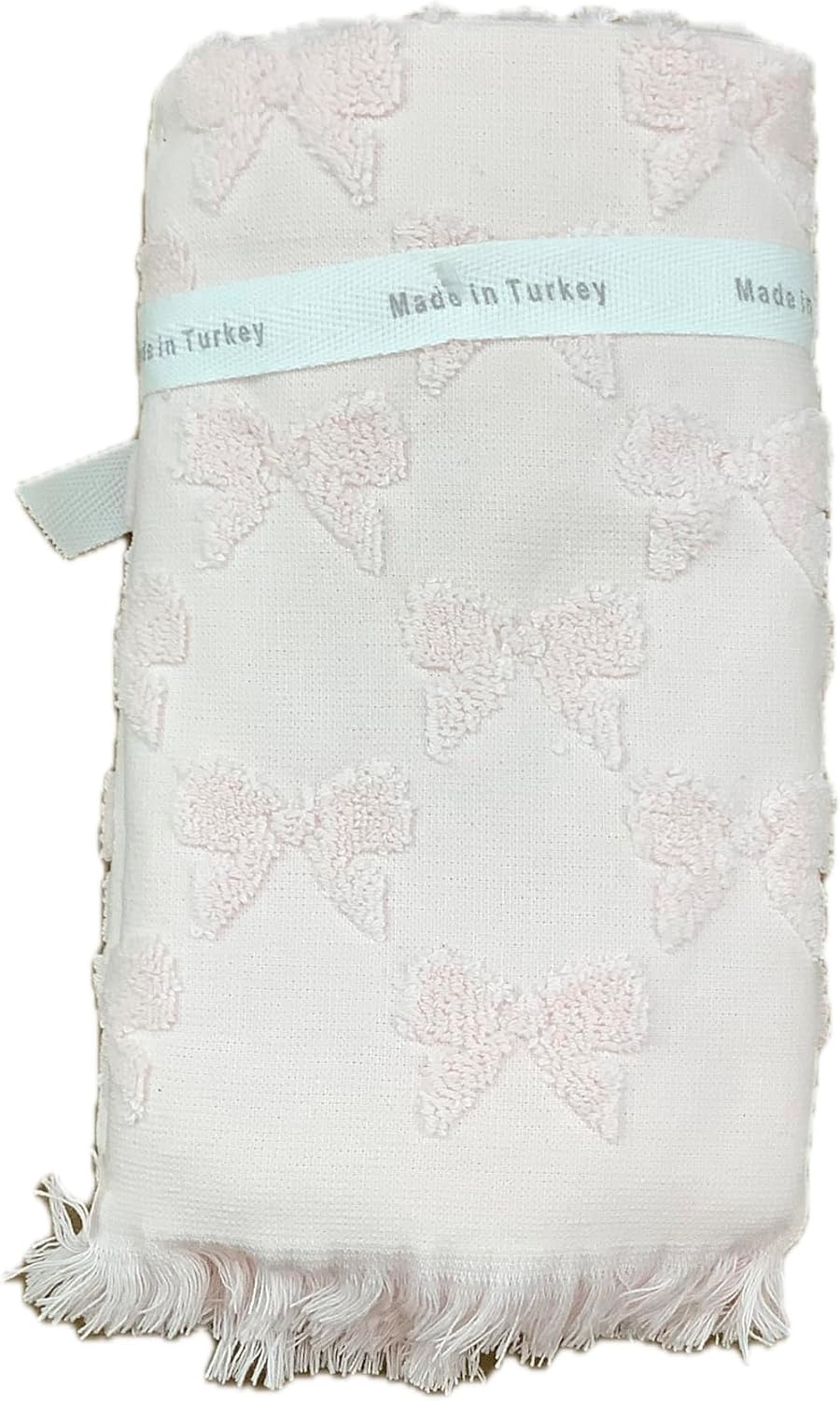 Cotton Hand Towels, 16x30 inches, Set of 2 (Light Pink Bows)
