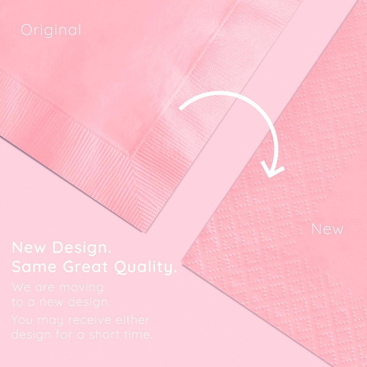 Touch of Color Party Paper Beverage Napkins, Classic Pink, 5 in, 50 ct