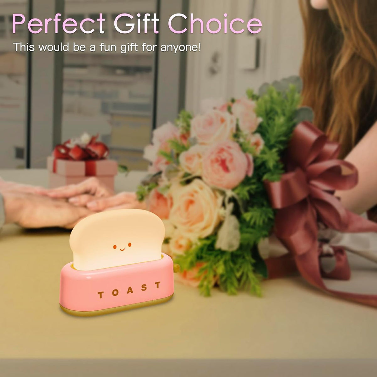 Desk Decor Cute Pink Toast Lamp Small Desk Lamp Night Light for Kids