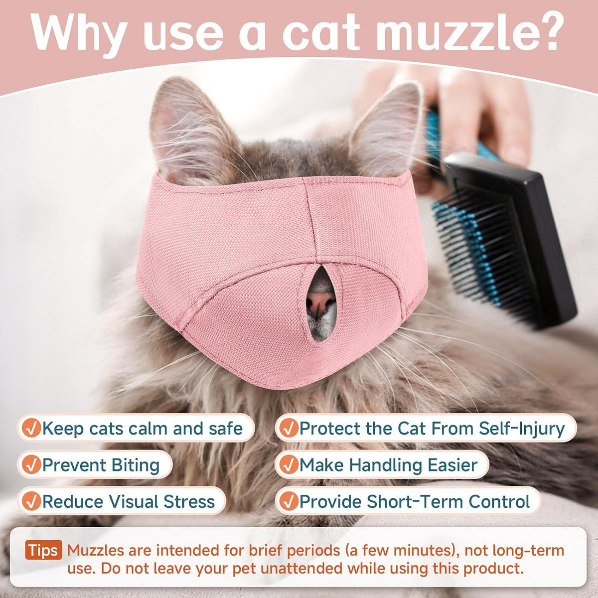 Cat Calming Muzzle for Grooming, Nail Trimming, Soft Head Cover