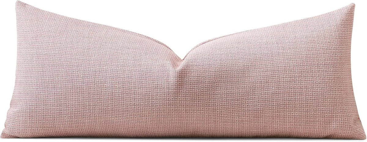 Linen Throw Pillow Cover Set of 1 Decorative Long Lumbar Pillowcase Rectangle Cushion Cover 14x36 Inch for Home Decor Sofa Bedroom Car 35 x 90CM Pink