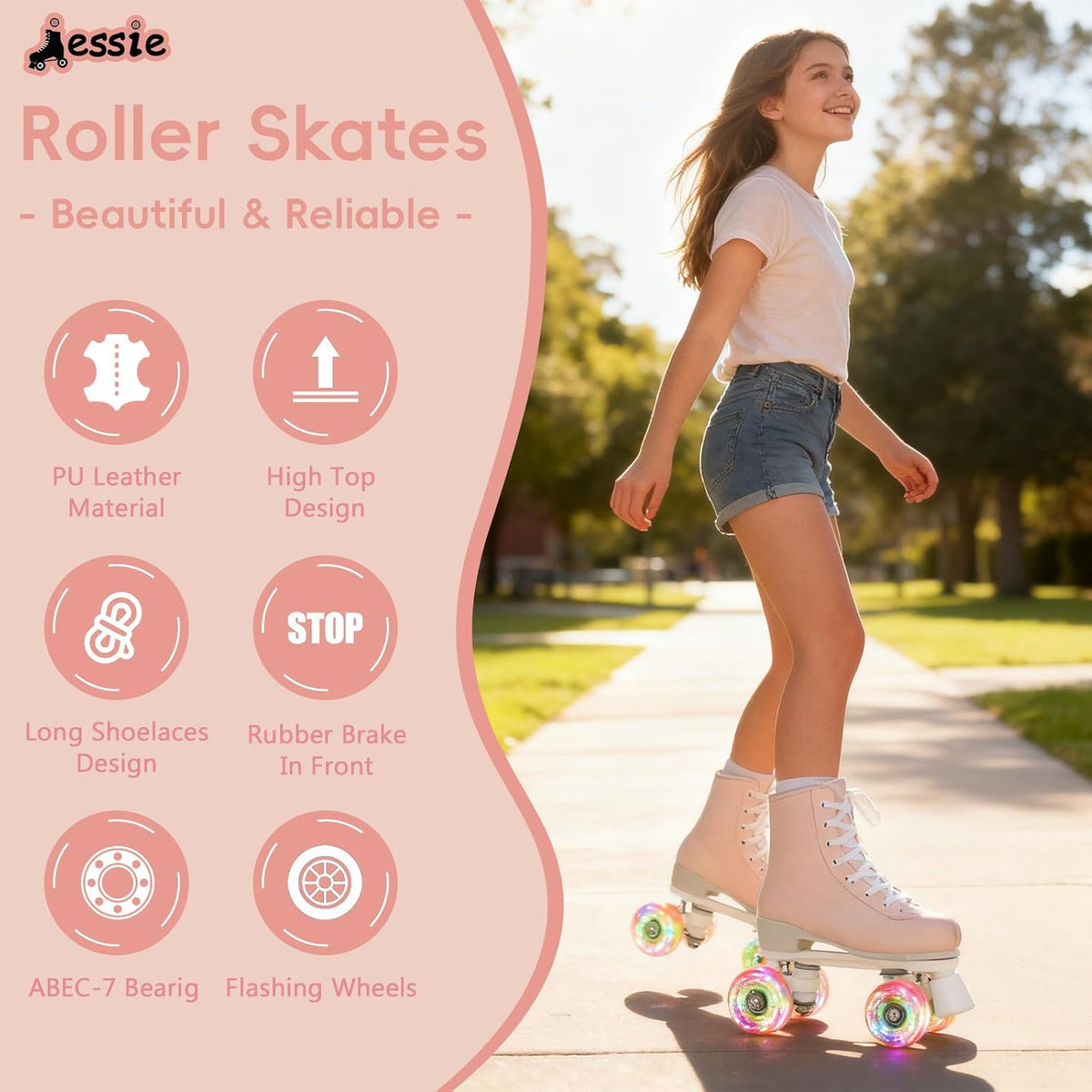 Women's & Men's Zebra Printed High-Top Roller-Skates, Four-Wheel Shiny Roller-Skates for Adult Youth Outdoor, with Shoes Bag